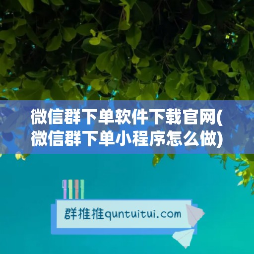 微信群下单软件下载官网(微信群下单小程序怎么做)