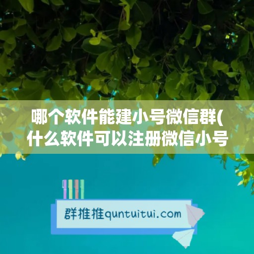 哪个软件能建小号微信群(什么软件可以注册微信小号)