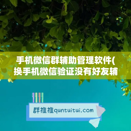 手机微信群辅助管理软件(换手机微信验证没有好友辅助怎么办)