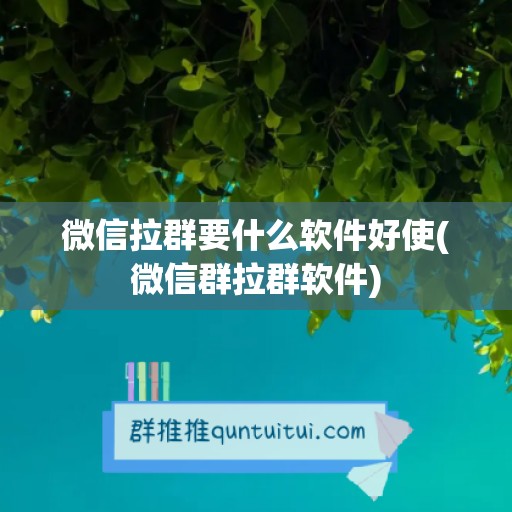 微信拉群要什么软件好使(微信群拉群软件)