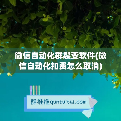 微信自动化群裂变软件(微信自动化扣费怎么取消)