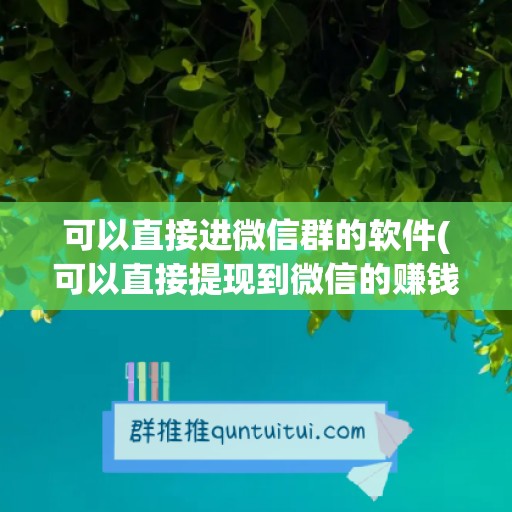 可以直接进微信群的软件(可以直接提现到微信的赚钱游戏)