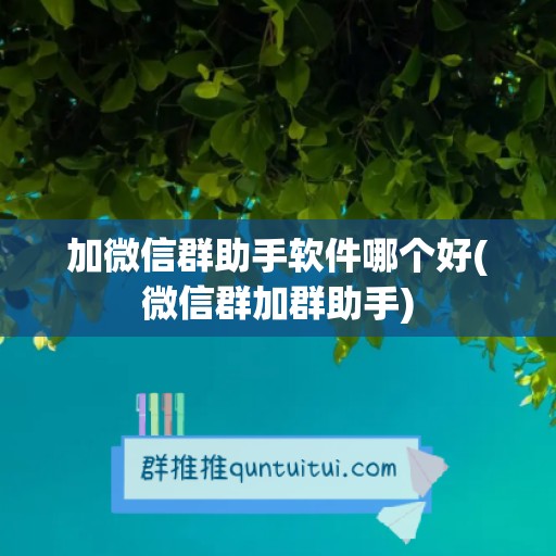 加微信群助手软件哪个好(微信群加群助手)