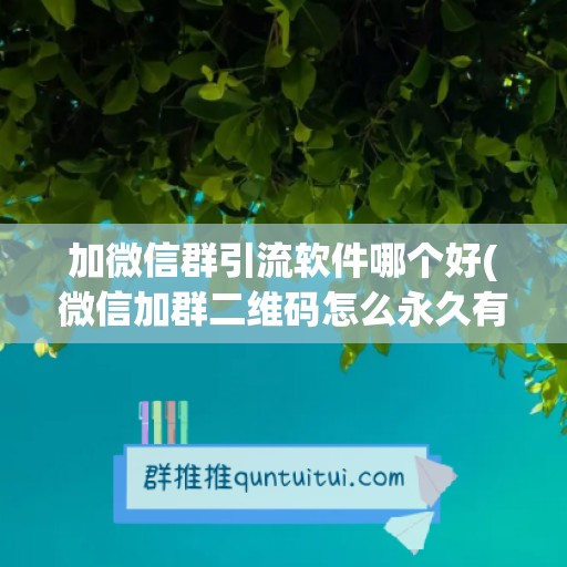 加微信群引流软件哪个好(微信加群二维码怎么永久有效)