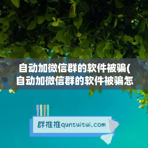 自动加微信群的软件被骗(自动加微信群的软件被骗怎么办)