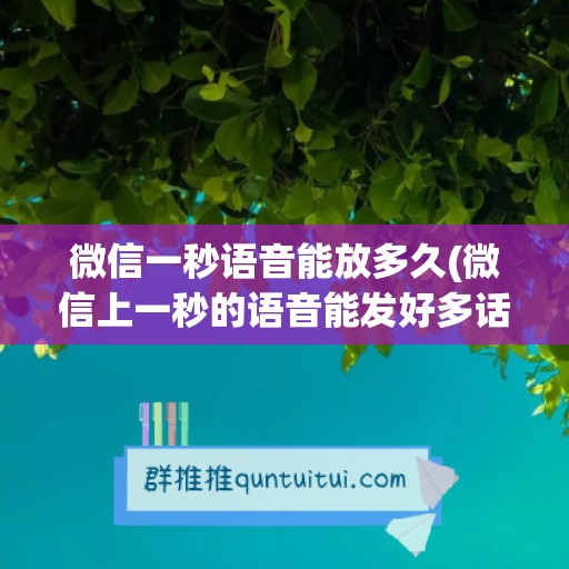 微信一秒语音能放多久(微信上一秒的语音能发好多话)