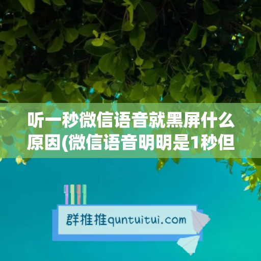 听一秒微信语音就黑屏什么原因(微信语音明明是1秒但是听很长时间)