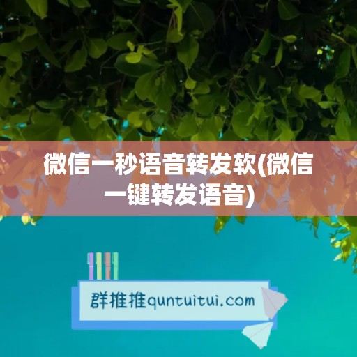 微信一秒语音转发软(微信一键转发语音)