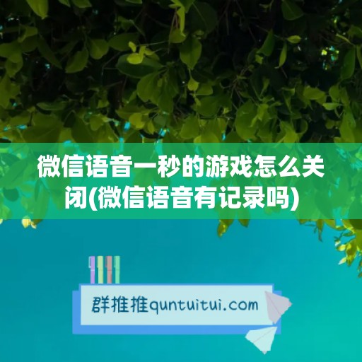 微信语音一秒的游戏怎么关闭(微信语音有记录吗)