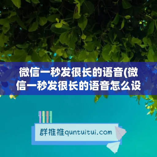 微信一秒发很长的语音(微信一秒发很长的语音怎么设置)