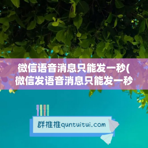 微信语音消息只能发一秒(微信发语音消息只能发一秒)