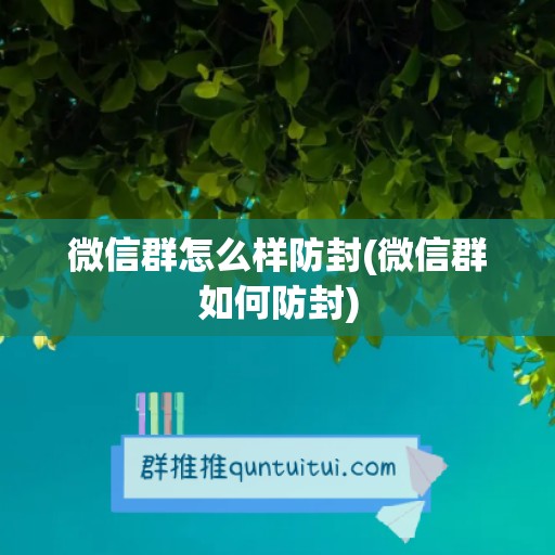 微信群怎么样防封(微信群如何防封)