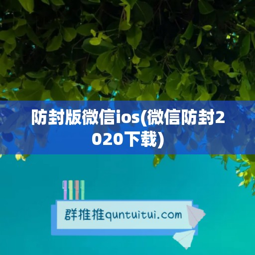 防封版微信ios(微信防封2020下载)