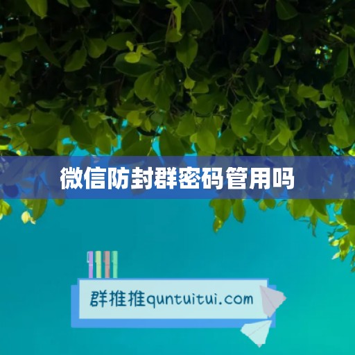 微信防封群密码管用吗