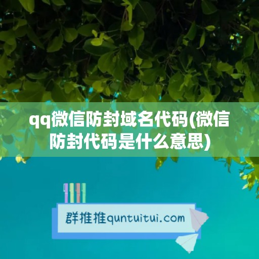 qq微信防封域名代码(微信防封代码是什么意思)