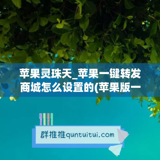 苹果灵珠天_苹果一键转发商城怎么设置的(苹果版一键转发)