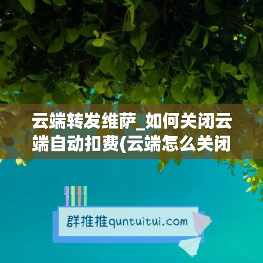 云端转发维萨_如何关闭云端自动扣费(云端怎么关闭)