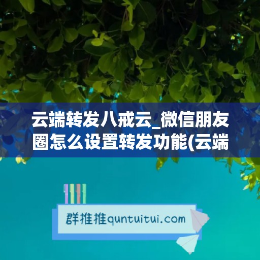 云端转发八戒云_微信朋友圈怎么设置转发功能(云端一键转发朋友圈)