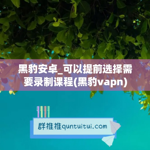 黑豹安卓_可以提前选择需要录制课程(黑豹vapn)