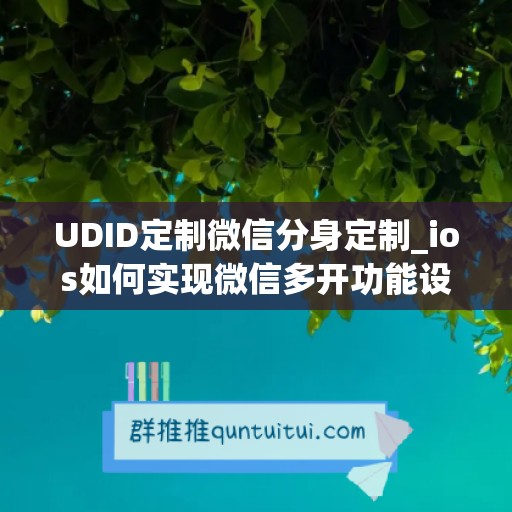 UDID定制微信分身定制_ios如何实现微信多开功能设置(微信分身多开ios版下载)