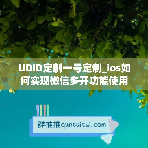 UDID定制一号定制_ios如何实现微信多开功能使用