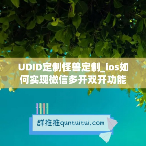 UDID定制怪兽定制_ios如何实现微信多开双开功能