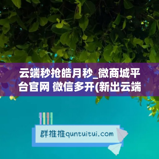 云端秒抢皓月秒_微商城平台官网 微信多开(新出云端秒抢)