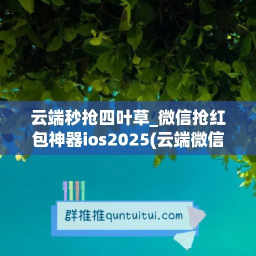 云端秒抢四叶草_微信抢红包神器ios2025(云端微信秒抢红包贴吧)