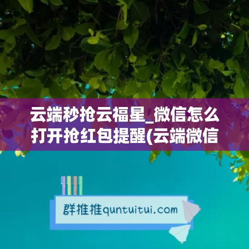 云端秒抢云福星_微信怎么打开抢红包提醒(云端微信抢红包安全吗)