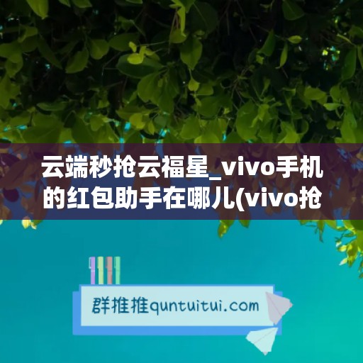 云端秒抢云福星_vivo手机的红包助手在哪儿(vivo抢红包软件)