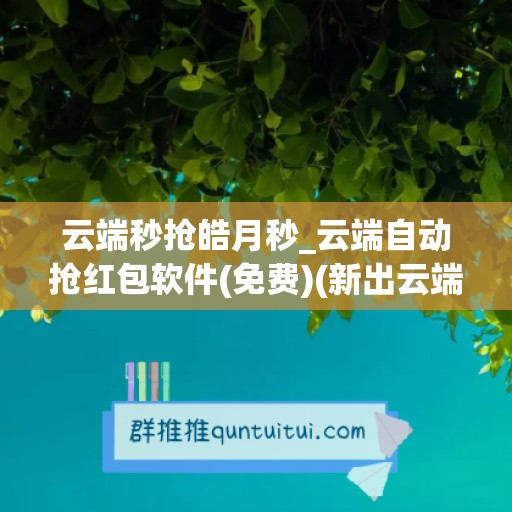 云端秒抢皓月秒_云端自动抢红包软件(免费)(新出云端秒抢)