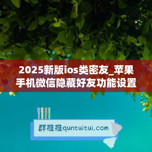 2025新版ios类密友_苹果手机微信隐藏好友功能设置在哪里