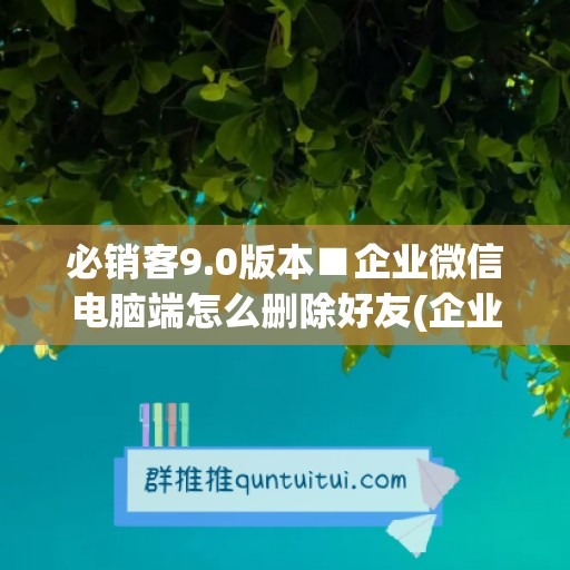 必销客9.0版本■企业微信电脑端怎么删除好友(企业微信电脑版怎么删除成员)