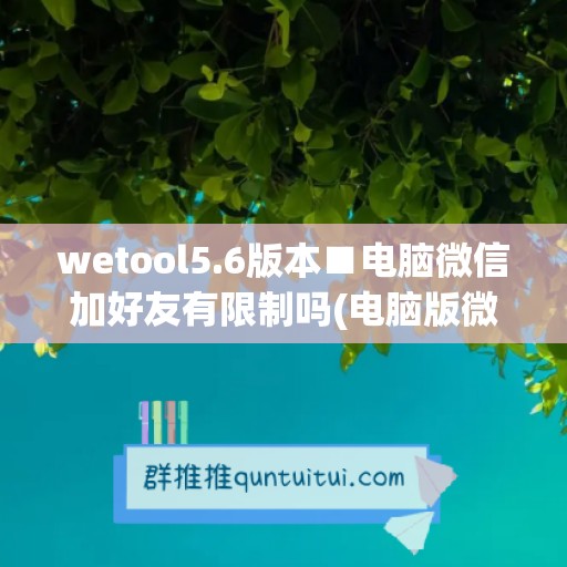 wetool5.6版本■电脑微信加好友有限制吗(电脑版微信有加好友功能吗)