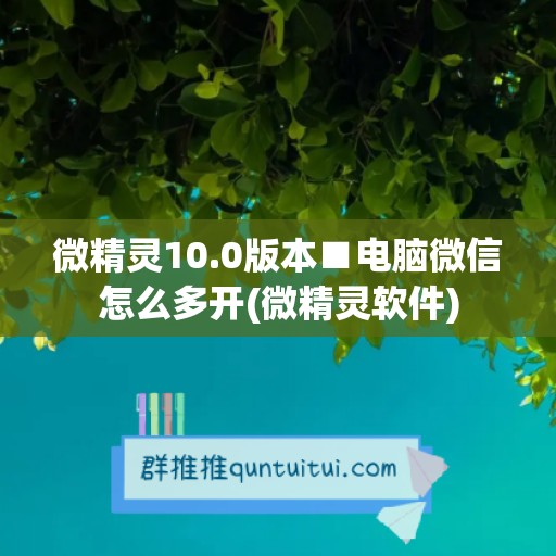 微精灵10.0版本■电脑微信怎么多开(微精灵软件)