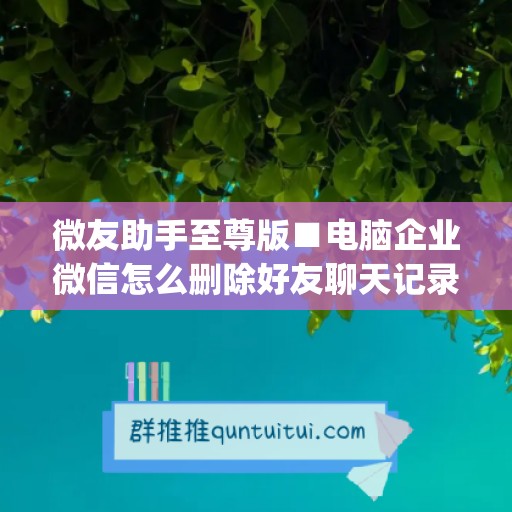 微友助手至尊版■电脑企业微信怎么删除好友聊天记录(企业微信电脑版怎么删除成员)